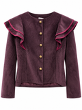 Chaqueta Corta de Mujer con Volantes y Botones Dorados | Estilo Elegante | 3 Colores 76854