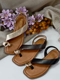 Sandalias Mujer Planas Tipo Dedo con Detalle Metálico MY46