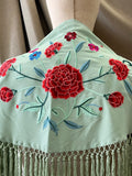 MANTON FLAMENCO BORDADO MEDIANA PARA ADULTOS Y NIÑAS - 270062 VERDE AUA