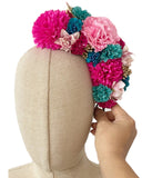 Corona de Flores Flamenca Hecha a Mano con Flores de Tela TK-26-f17