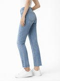Jeans de tiro alto rectos con ligera campana-Azul claro L6152