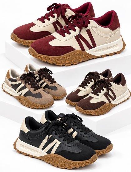 Zapatillas Casual Retro para Mujer con Suela Antideslizante y Diseño Combinado CC235