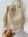 Bolso bombonera de croché calado-Bolso de mano y hombro para feria BO899 - FELIZ SHOPPING 