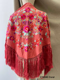Mantón Flamenco Bordado con Flecos -Mantoncillo de Flamenca -Varios Colores 270032 - FELIZ SHOPPING 