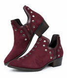 Botines de Mujer con Tachuelas y Cremallera Lateral – Tacón Bajo de 4 cm, Punta Fina, Estilo Casual y Elegante Y2092