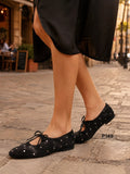 Bailarina de mujer estilo vintage con tachuelas -Zapato plano tipo Mary Jane