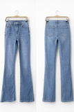 Jeans de tiro alto acampanados con elasticidad-Azul claro M651