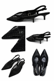Zapato destalonado de punta fina con rejilla de brillo 9869 - FELIZ SHOPPING 