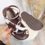 Sandalias planas con adorno metálico | Estilo romano con tiras cruzadas - FELIZ SHOPPING 