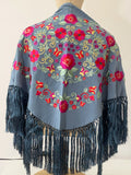 Mantón Flamenco Bordado con Flecos -Mantoncillo de Flamenca -Varios Colores Tk26