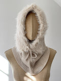 Pasamontañas de Punto para Mujer con Pelo Suave-Gorro y Cuello 2 en 1 -Cálido y Cómodo para Invierno go1499