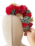 Corona de Flores Flamenca Hecha a Mano con Flores de Tela TK-26-f17