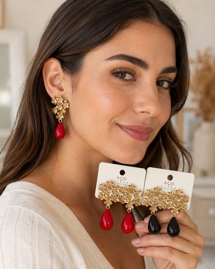 Pendientes artesanales de cuentas de colores – Diseño exclusivo zpen899