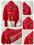 Mantoncillo Infantil Bordado de Flores con Flecos Estilo Flamenco para Feria y Fiestas 270071