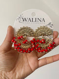 Pendientes flamencos de abanico con flecos y cuentas de colores PEN1299 - FELIZ SHOPPING 