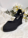 Sandalias negras de cuña mujer plataforma esparto elegantes y cómodas 787-5-ALNE