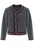 Chaqueta Corta de Mujer Estilo Chanel con Ribetes a Contraste | Elegante y Vintage | Talla Única M-L 13613