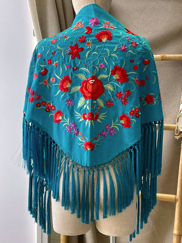 M00-1112003 MANTONCILLO BORDADOS FLAMENCO TURQUESA