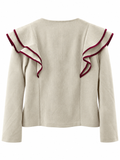 Chaqueta Corta de Mujer con Volantes y Botones Dorados | Estilo Elegante | 3 Colores 76854
