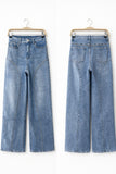 Jeans de tiro alto y pierna ancha con tachuelas KW8848