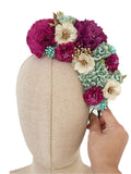 Corona de Flores Flamenca Hecha a Mano con Flores de Tela TK-26-f17