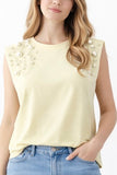Top sin mangas con detalle de perlas (4 colores) JX09433