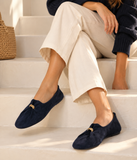 Bailarinas Mujer Elegantes con Adorno Dorado, Zapatos Planos Cómodos, Ligeros y Flexibles 6602b