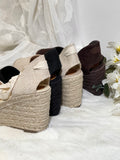 Esparto de Cuña con Plataforma-Sandalias Mujer Cómodas y Altas XDZ25