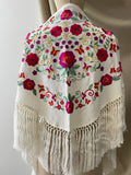 Mantón Flamenco Bordado con Flecos -Mantoncillo de Flamenca -Varios Colores Tk26