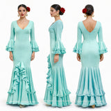 3925 Traje Flamenco Mujer Manga Larga con Volantes Ajustado