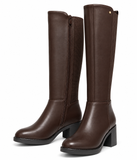Botas Altas de Mujer con Tacón Ancho, Caña Elástica y Cremallera Lateral TF8922