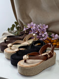 Sandalias Mujer de Plataforma Espadrilles con Suela de Yute 6019 6019B