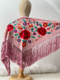 MANTON FLAMENCO BORADO FLORE ROJO -2700513 ROSA