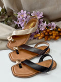Sandalias Mujer Planas Tipo Dedo con Detalle Metálico MY46
