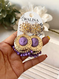 Pendientes flamencos vintage con medallón y flecos pen1199