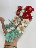 Pendientes Florales Estilo flamenco con Aro -Metal Pintado -Largo 8cm pen899 - FELIZ SHOPPING 