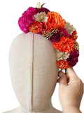 Corona de Flores Flamenca Hecha a Mano con Flores de Tela TK-26-f17