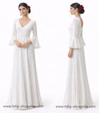 13962 Traje de Flamenco Blanco Elegante con Escote en V - FELIZ SHOPPING 