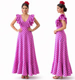 Vestido Largo de Lunares con Escote en V y Espalda Abierta-Estilo Flamenco 25131
