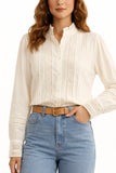 Blusa Elegante con Encaje y Cuello Alto – Estilo Femenino y Versátil 2901-BE