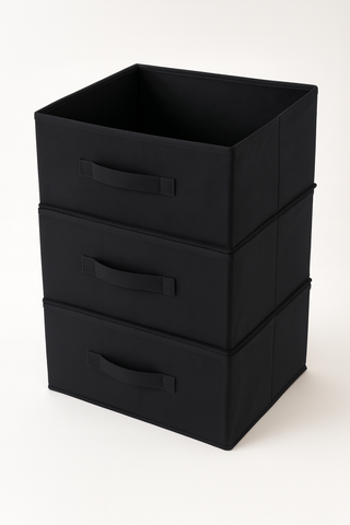 3 Caja de Almacenamiento Plegable de Tela Negra 33×33×15cm tk25