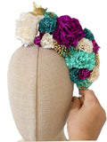 Corona de Flores Flamenca Hecha a Mano con Flores de Tela TK-26-f17