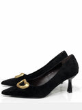 Zapatos de tacón medio con punta fina y adorno metálico-Tacón 6 cm AA83