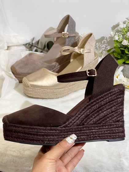 Sandalias de cuña mujer verano plataforma esparto cómodas varios colores TF1021 - FELIZ SHOPPING 