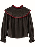 Blusa de Mujer con Volantes y Cuello Fruncido 8471