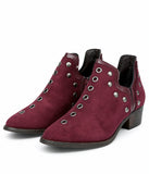 Botines de Mujer con Tachuelas y Cremallera Lateral – Tacón Bajo de 4 cm, Punta Fina, Estilo Casual y Elegante Y2092
