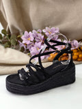Sandalias Mujer de Plataforma Espadrilles con Suela de Yute 6016 - FELIZ SHOPPING 