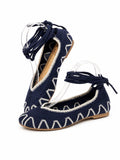 Bailarinas de crochet estilo bohemio con cordones N5810