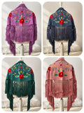 Mantoncillo Infantil Bordado de Flores con Flecos Estilo Flamenco para Feria y Fiestas 270071