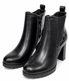 Botines de Mujer con Tacón Ancho – Cremallera Lateral, Elástico y Detalle Efecto Cocodrilo 8806